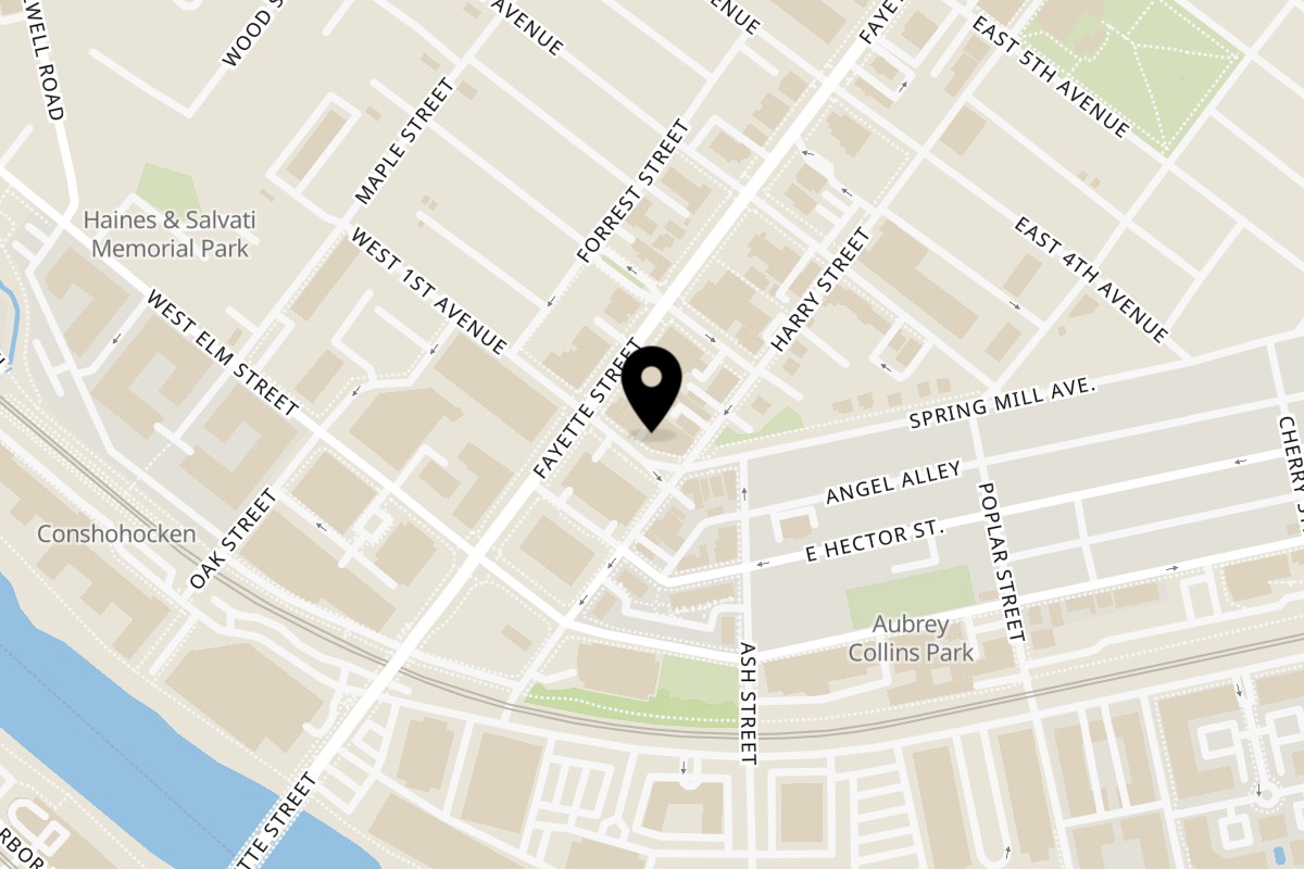 Map showing the location of Masala Symphony on 16 E 1st Ave in Conshohocken